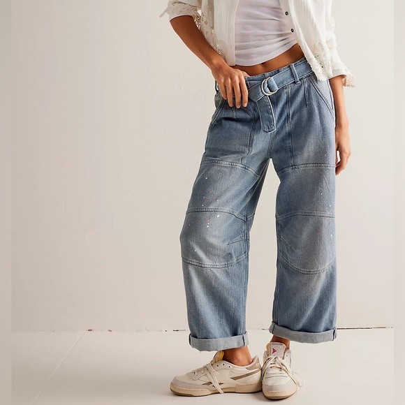 Free People We The Free Pavement Artist Slouchy Cropped Jeans - Picture 9 of 9
